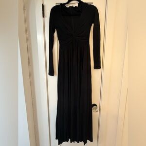 La Ligne Long Sleeve Black Twist-Front Maxi Dress - XS